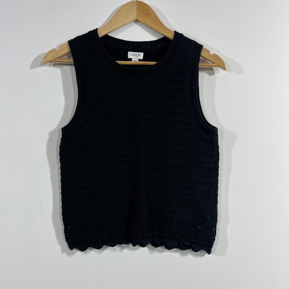 J.Crew Cottagecore Festival Boho Crochet Knit Sweater Vest Scalloped Hem XS